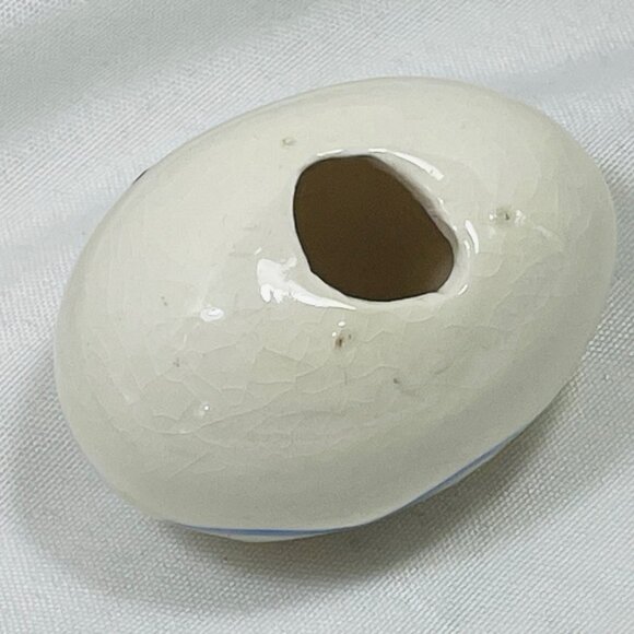 Easter Egg With Yellow Lamb & Pastel Floral Design Hand-Painted Vintage Ceramic - Picture 7 of 8